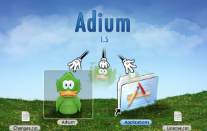 To install Adium, drag the Adium folder onto the Applications folder.