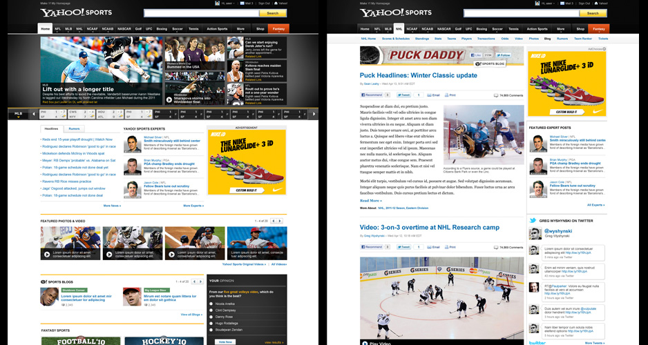 Yahoo! Sports Index and Blog
